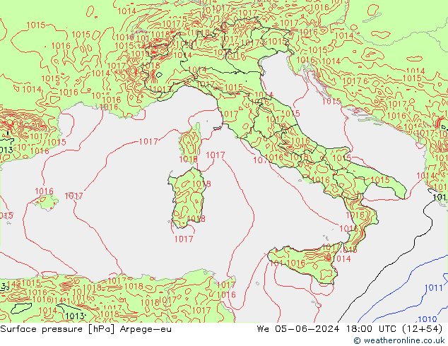 Surface pressure Arpege-eu We 05.06.2024 18 UTC