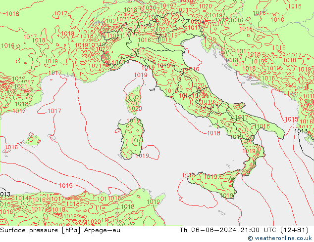 pressão do solo Arpege-eu Qui 06.06.2024 21 UTC