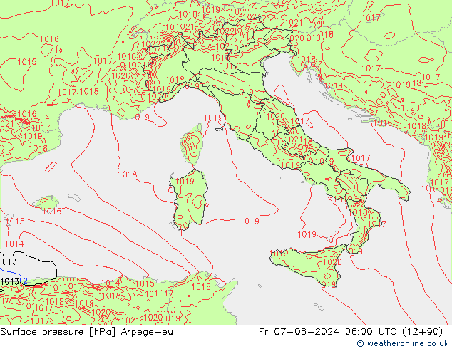 приземное давление Arpege-eu пт 07.06.2024 06 UTC