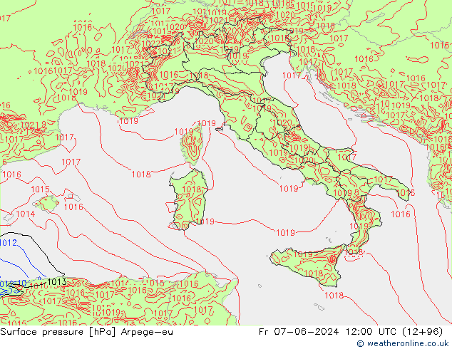 приземное давление Arpege-eu пт 07.06.2024 12 UTC
