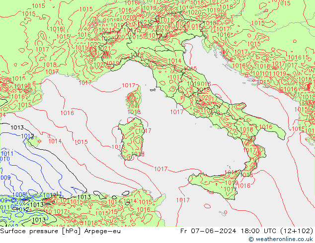 pression de l'air Arpege-eu ven 07.06.2024 18 UTC