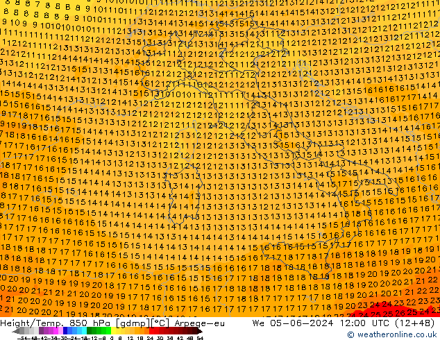 Height/Temp. 850 hPa Arpege-eu St 05.06.2024 12 UTC