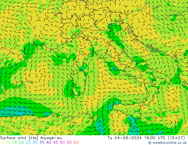 Rüzgar 10 m Arpege-eu Sa 04.06.2024 15 UTC