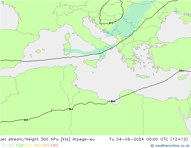 Jet stream/Height 300 hPa Arpege-eu Tu 04.06.2024 00 UTC