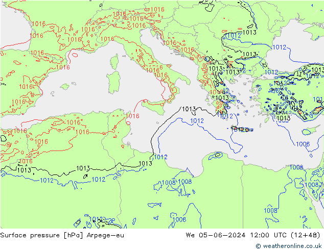 Atmosférický tlak Arpege-eu St 05.06.2024 12 UTC