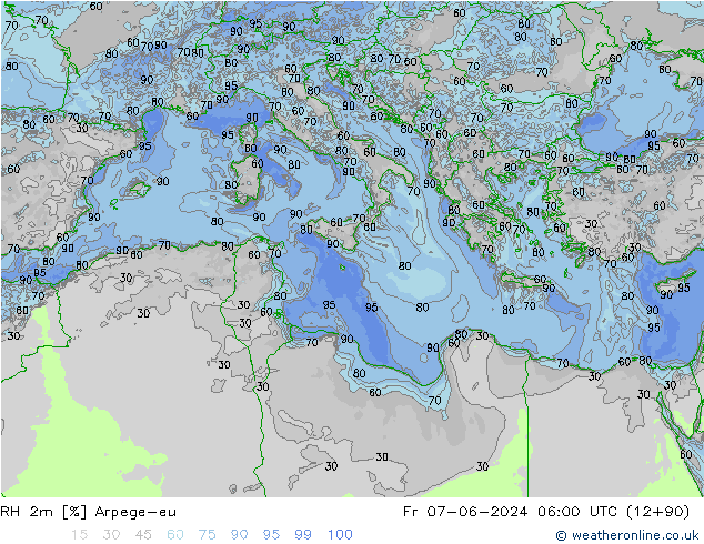 RH 2m Arpege-eu Sex 07.06.2024 06 UTC