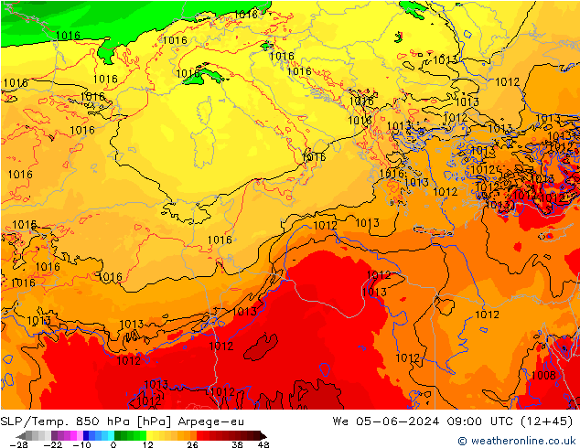 SLP/Temp. 850 hPa Arpege-eu  05.06.2024 09 UTC