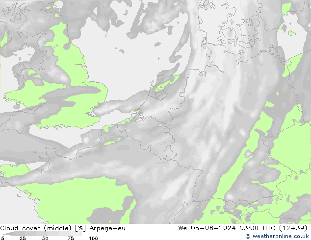 Nuages (moyen) Arpege-eu mer 05.06.2024 03 UTC