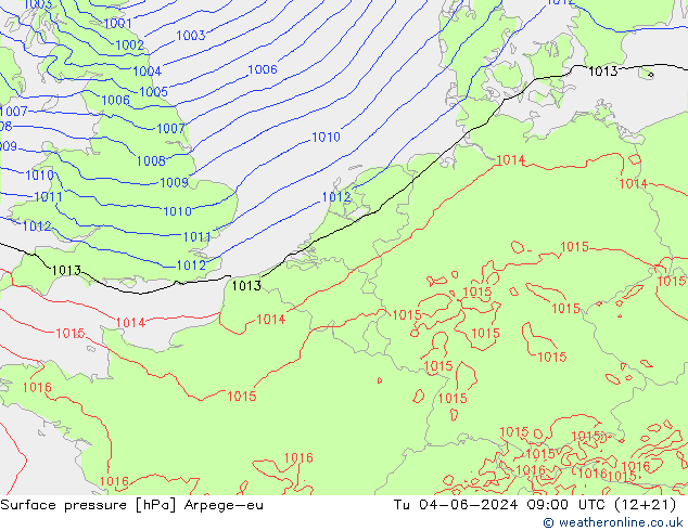 Bodendruck Arpege-eu Di 04.06.2024 09 UTC