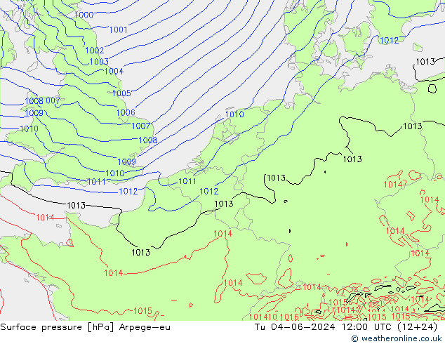 pression de l'air Arpege-eu mar 04.06.2024 12 UTC