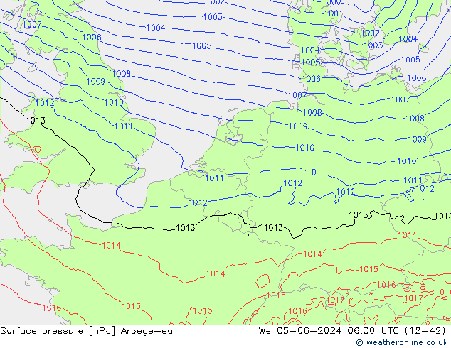 pression de l'air Arpege-eu mer 05.06.2024 06 UTC