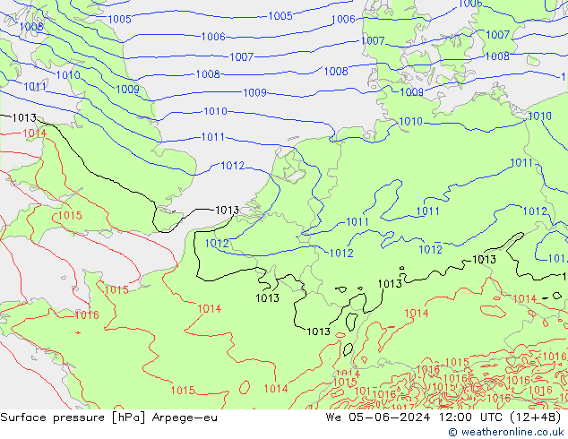 Bodendruck Arpege-eu Mi 05.06.2024 12 UTC