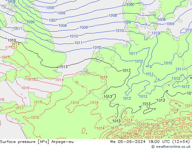 Luchtdruk (Grond) Arpege-eu wo 05.06.2024 18 UTC