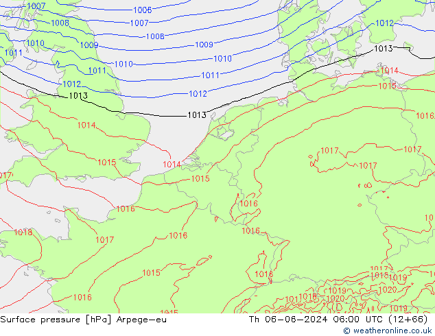 Luchtdruk (Grond) Arpege-eu do 06.06.2024 06 UTC