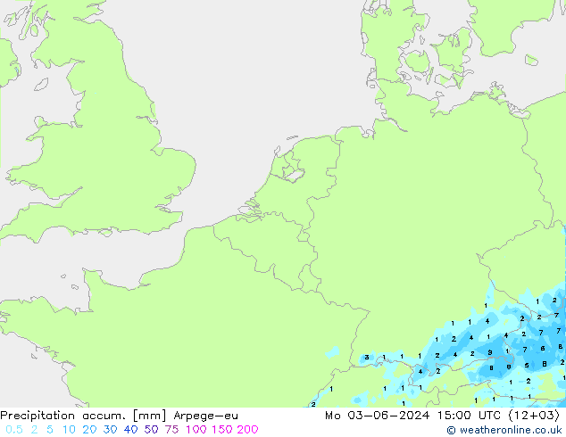 Toplam Yağış Arpege-eu Pzt 03.06.2024 15 UTC