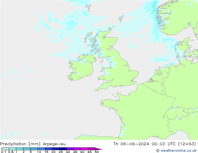 осадки Arpege-eu чт 06.06.2024 03 UTC