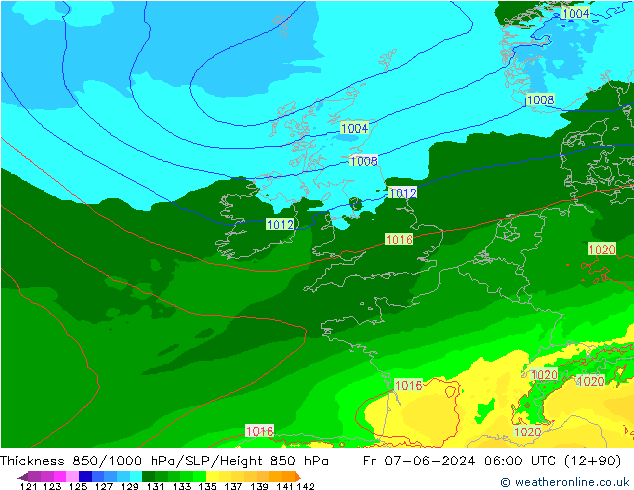 Thck 850-1000 hPa Arpege-eu  07.06.2024 06 UTC