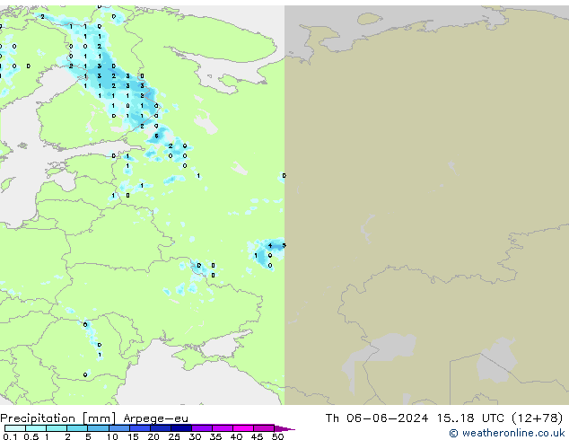 Precipitation Arpege-eu Th 06.06.2024 18 UTC