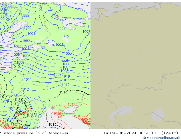 Presión superficial Arpege-eu mar 04.06.2024 00 UTC