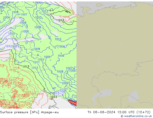 Atmosférický tlak Arpege-eu Čt 06.06.2024 12 UTC