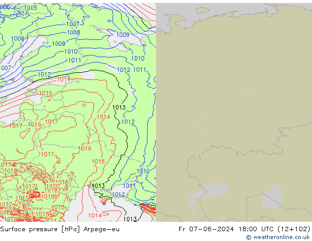 Yer basıncı Arpege-eu Cu 07.06.2024 18 UTC