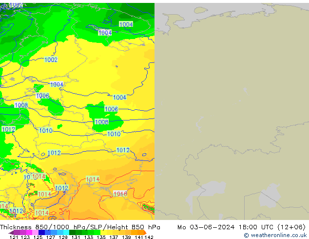 Thck 850-1000 гПа Arpege-eu пн 03.06.2024 18 UTC