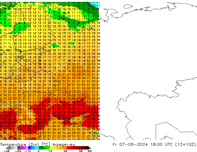 Temperature (2m) Arpege-eu Fr 07.06.2024 18 UTC