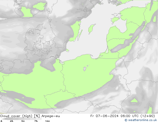 Cloud cover (high) Arpege-eu Fr 07.06.2024 06 UTC