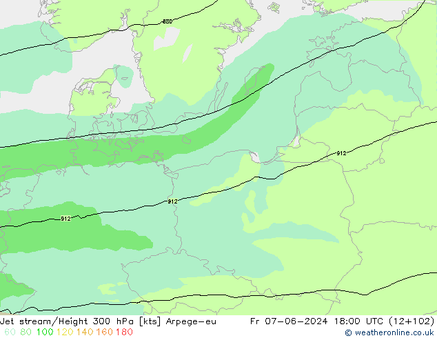 Jet stream/Height 300 hPa Arpege-eu Fr 07.06.2024 18 UTC