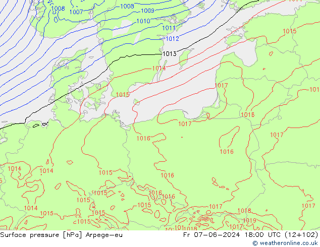 Luchtdruk (Grond) Arpege-eu vr 07.06.2024 18 UTC