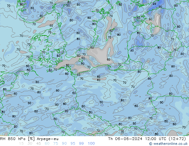 850 hPa Nispi Nem Arpege-eu Per 06.06.2024 12 UTC