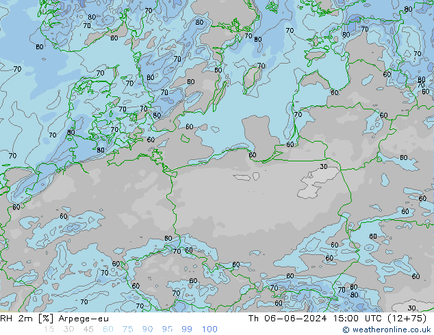 RH 2m Arpege-eu Th 06.06.2024 15 UTC