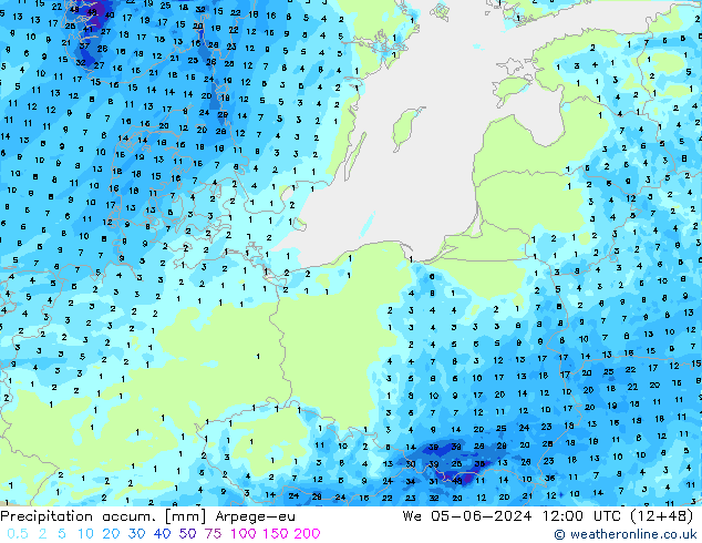 Precipitación acum. Arpege-eu mié 05.06.2024 12 UTC