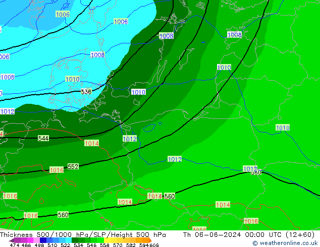 Thck 500-1000hPa Arpege-eu jeu 06.06.2024 00 UTC