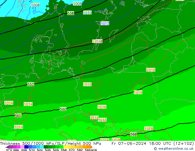 Thck 500-1000hPa Arpege-eu Fr 07.06.2024 18 UTC