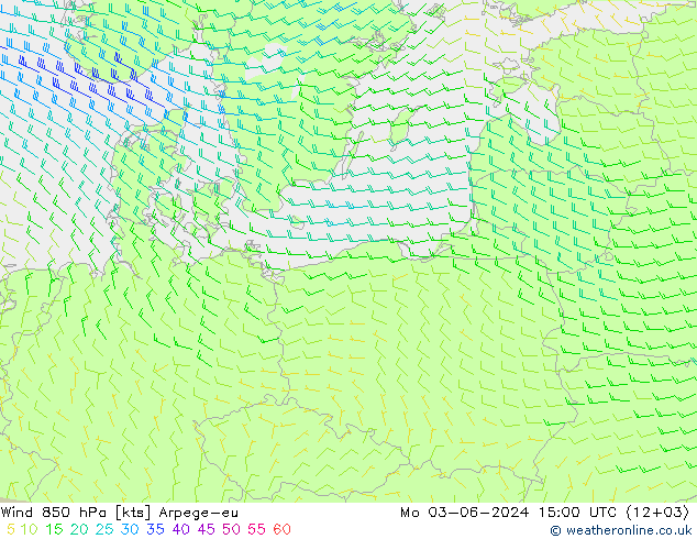 Wind 850 hPa Arpege-eu Mo 03.06.2024 15 UTC