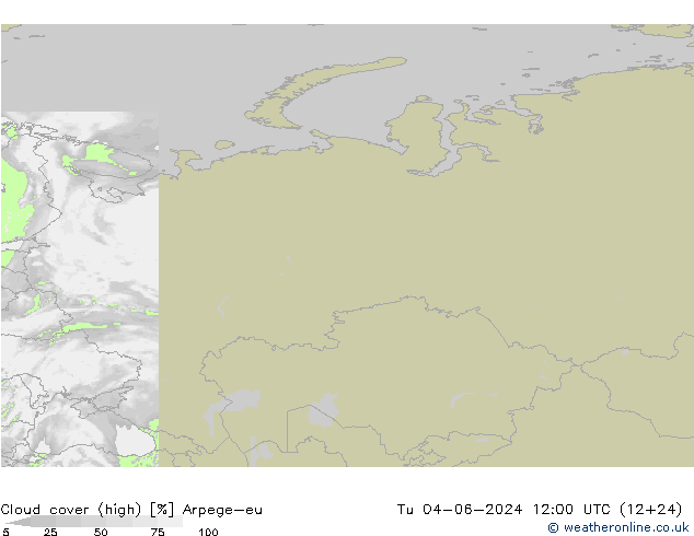 Nuages (élevé) Arpege-eu mar 04.06.2024 12 UTC