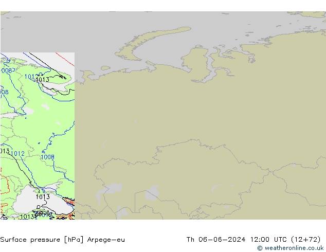 Pressione al suolo Arpege-eu gio 06.06.2024 12 UTC