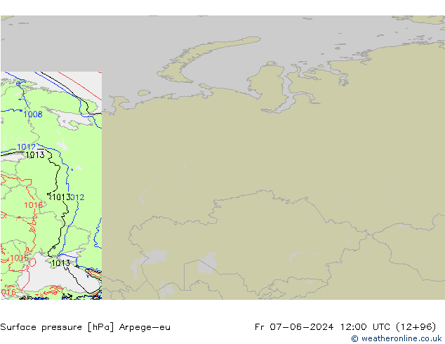 Presión superficial Arpege-eu vie 07.06.2024 12 UTC