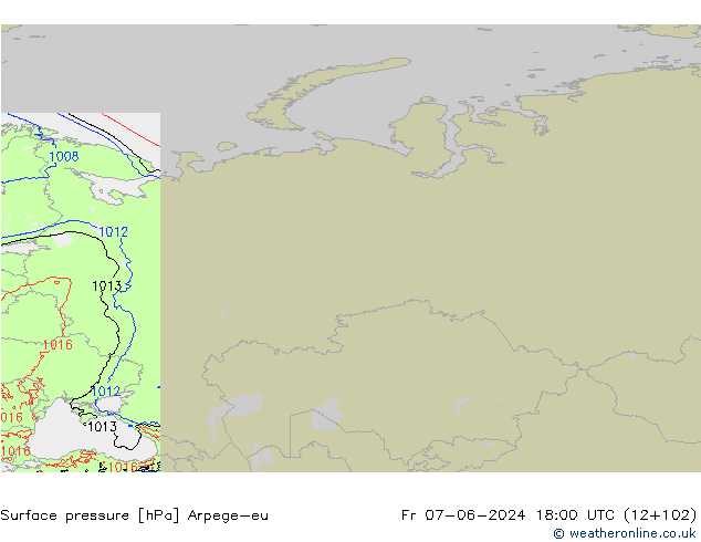 Yer basıncı Arpege-eu Cu 07.06.2024 18 UTC