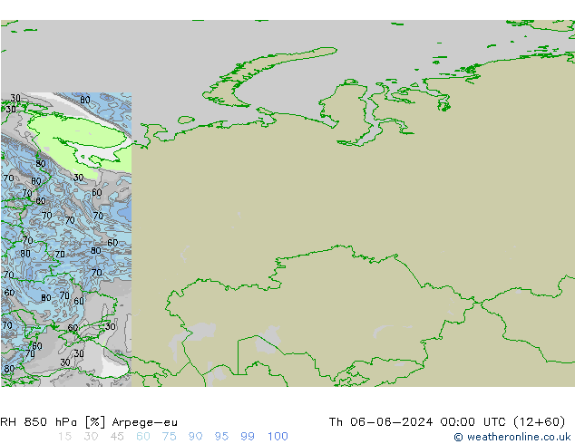 RH 850 hPa Arpege-eu  06.06.2024 00 UTC