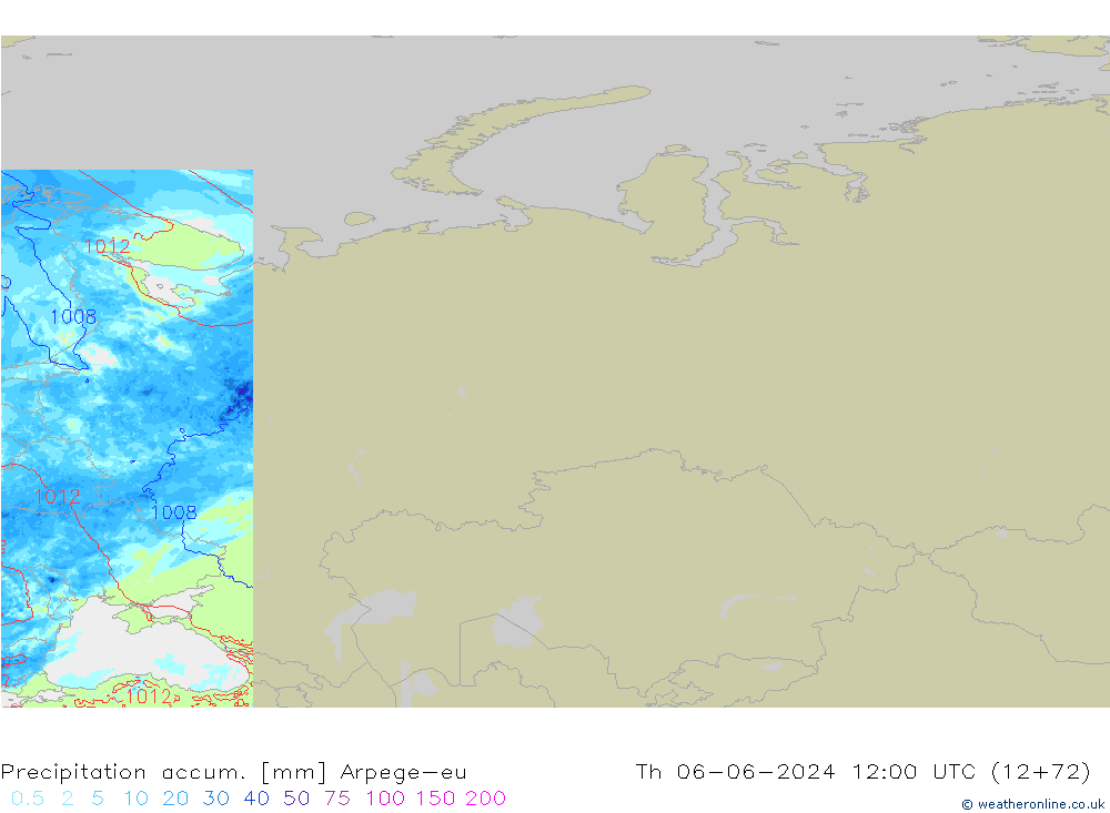 Precipitation accum. Arpege-eu чт 06.06.2024 12 UTC