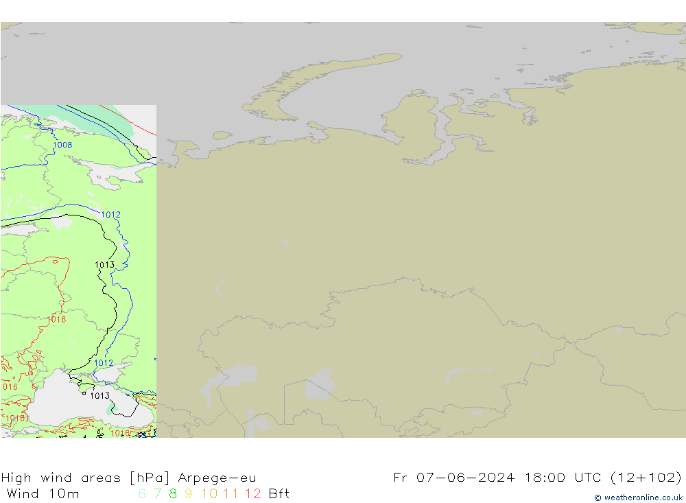 High wind areas Arpege-eu Fr 07.06.2024 18 UTC