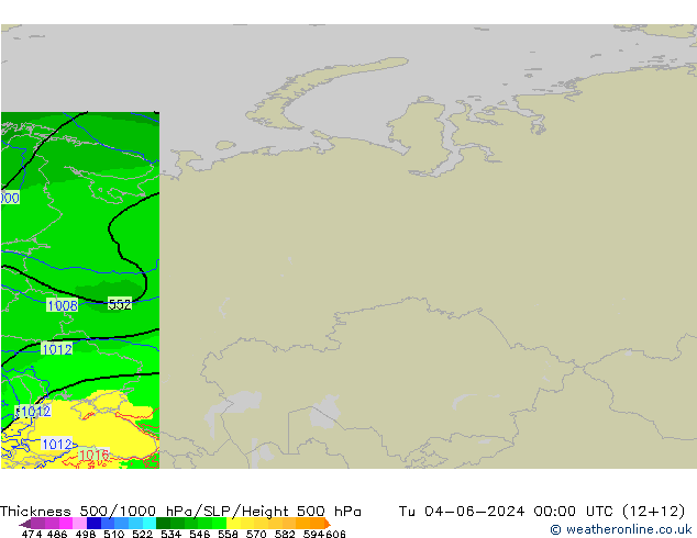 500-1000 hPa Kalınlığı Arpege-eu Sa 04.06.2024 00 UTC