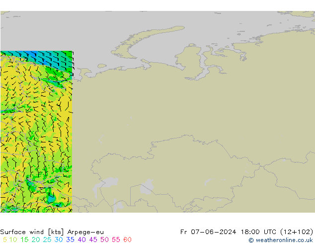 Surface wind Arpege-eu Fr 07.06.2024 18 UTC