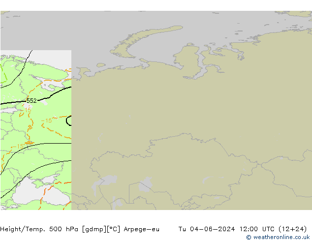 Height/Temp. 500 hPa Arpege-eu Tu 04.06.2024 12 UTC