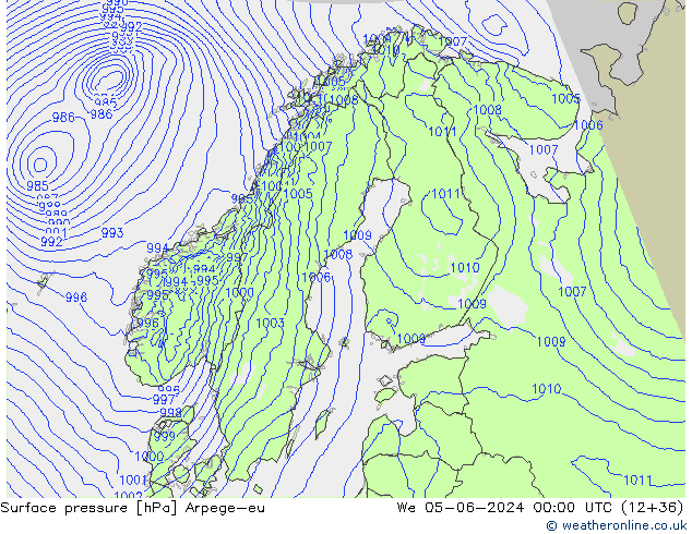 pressão do solo Arpege-eu Qua 05.06.2024 00 UTC