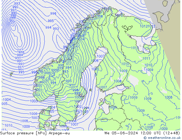 Bodendruck Arpege-eu Mi 05.06.2024 12 UTC