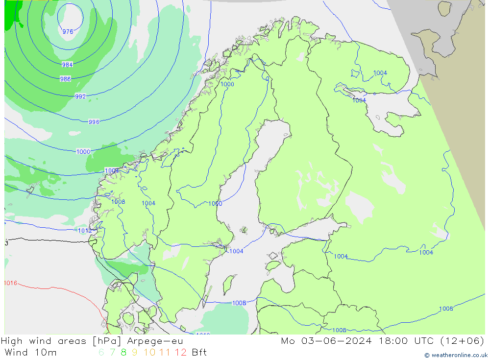 yüksek rüzgarlı alanlar Arpege-eu Pzt 03.06.2024 18 UTC