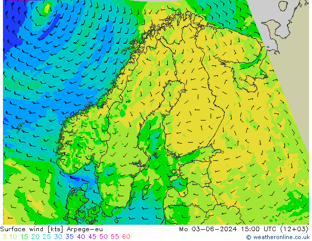 风 10 米 Arpege-eu 星期一 03.06.2024 15 UTC